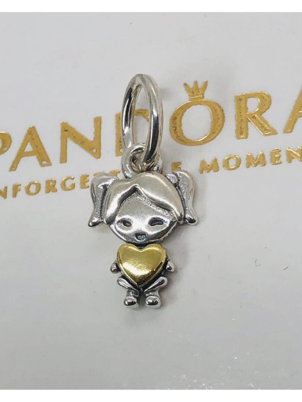 New 100% Authentic PANDORA 14K Gold & 925 Ale Happy Girl Dangle Charm 763601C00